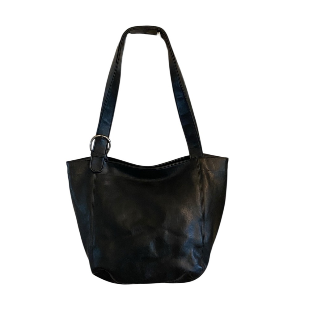 Vintage Jackson Classic Black Leather Tote Bag silver Buckle classic minimalist